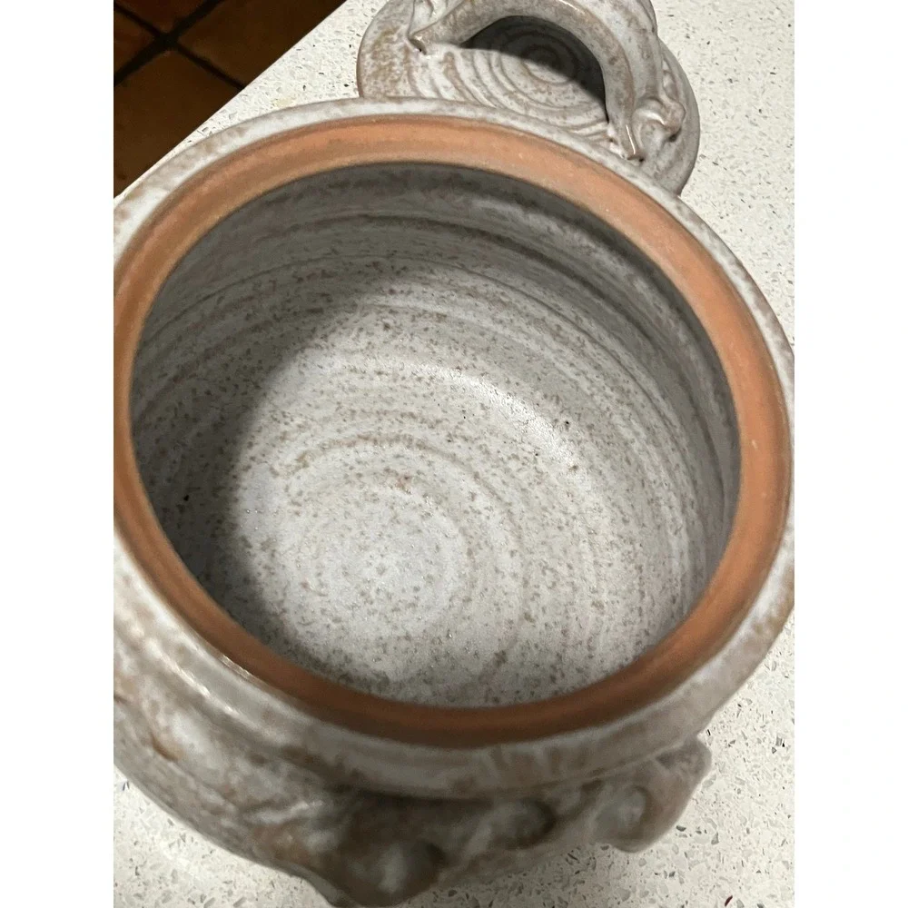 Speckled Studio Art Pottery Vintage Stoneware Lidded Crock/Jar ‎ Signed